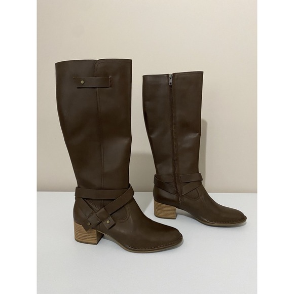UGG‎ Bandara Tall Leather Boots Brown Heeled Knee High Zip Up Womens Size 10 - Picture 2 of 9